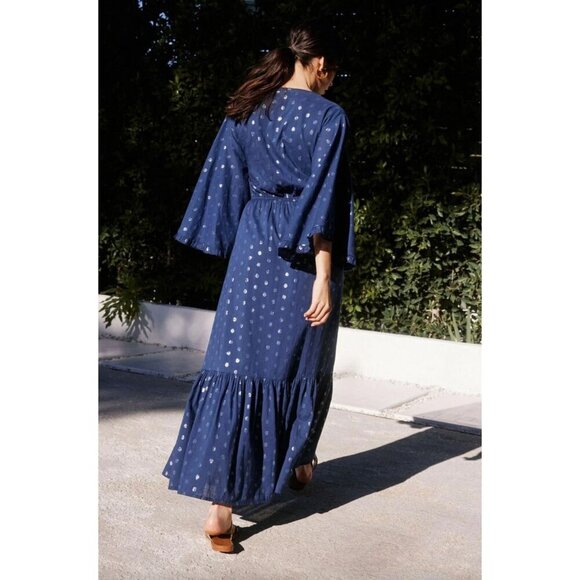 PQ Swim Amber Metallic Maxi Dress Sapphire Blue Silver Womens Size XS/S - Picture 4 of 9